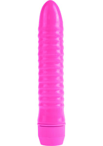 Neon Ribbed Rocket Vibrator Pink