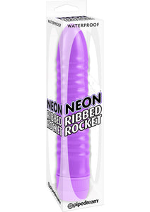 Neon Ribbed Rocket Vibrator Purple