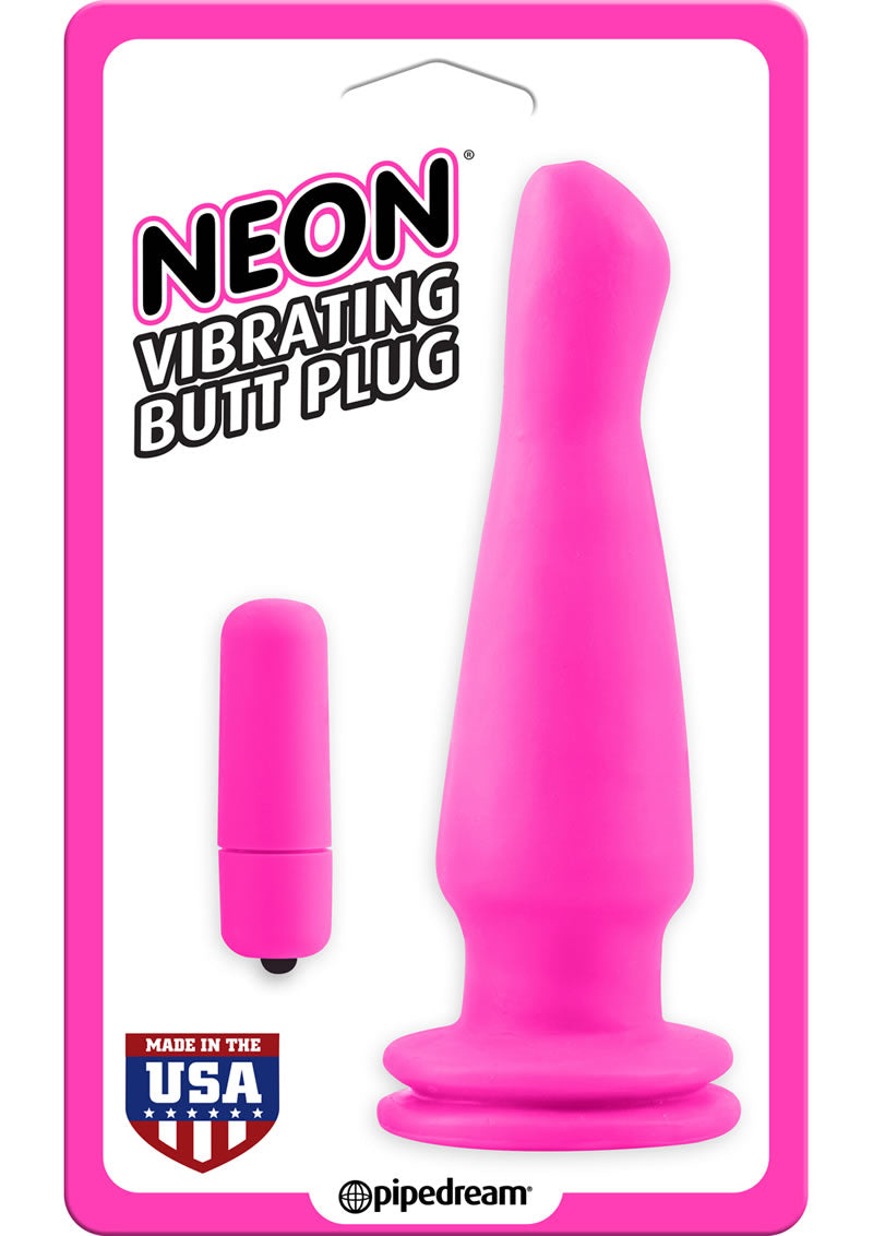 Neon Vibrating Butt Plug Pink