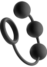 Load image into Gallery viewer, Tom Of Finland Silicone Cock Ring With 3 Weighted Anal Balls Black 12 Inch