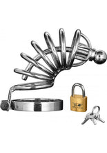 Load image into Gallery viewer, Master Series Asylum 6 Ring Locking Stainless Steel Chastity Cage Metal 6 Inch