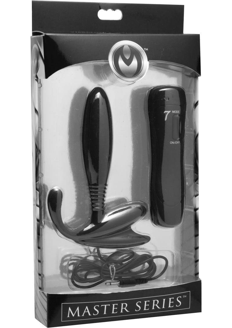 Master Series Cobra Vibrating Silicone P-Spot Massager Black 4.75 Inch