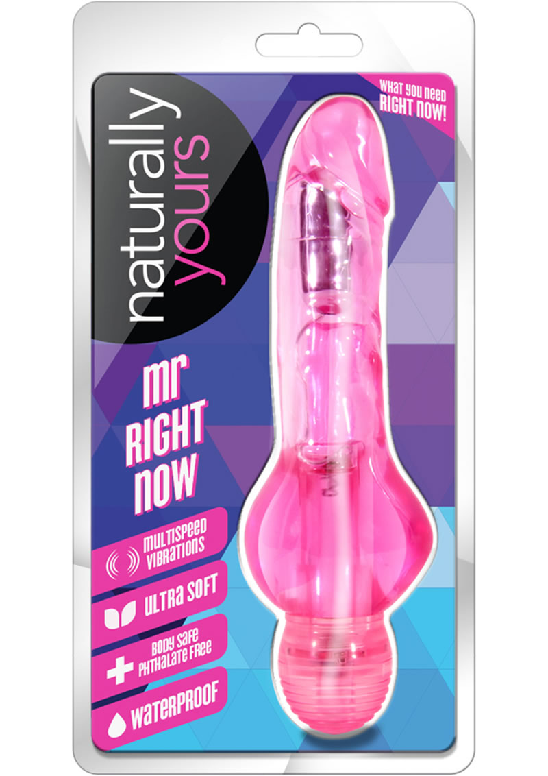 Naturally Yours Mr. Right Now Jelly Realistic Vibrator Waterproof Pink 6.5 Inch