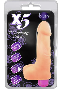 X5 Vibrating Cock Realistic Dildo Beige 7 Inch