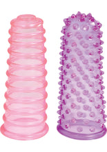 Load image into Gallery viewer, Kinx Lust Finger Textured Sleeves Pink / Purple 2 Each Per Box 3.25 Inch