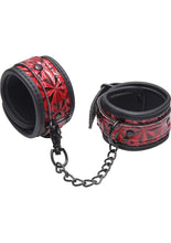 Load image into Gallery viewer, Master Series Embossed Ankle Cuffs With Chain Red 3 - 4.75 Inches