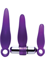 Load image into Gallery viewer, Frisky Fiddlers 3 Piece Finger Rimmer Set And Vibrating Bullet TPR Purple Multiple Sizes