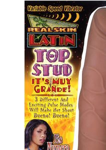 Real Skin Latin Top Stud Vibrator Brown 9 Inch