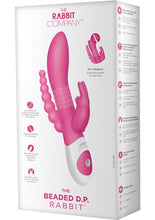 Load image into Gallery viewer, The Beaded DP Rabbit USB Rechargeable Clitoral And Anal Stimulation Silicone Vibrator Splashproof Hot Pink