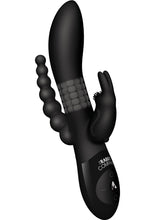 Load image into Gallery viewer, The Beaded DP Rabbit USB Rechargeable Clitoral And Anal Stimulation Silicone Vibrator Splashproof Black