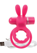 Load image into Gallery viewer, Charged Ohare Rechargeable Silicone Waterproof Rabbit Cock Ring Pink