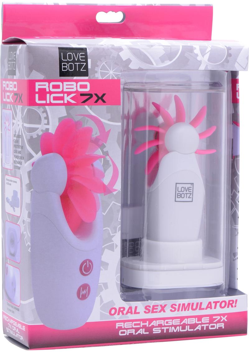 Love Botz Robo Lick 7x Oral Sex Stimulator Silicone White And Pink
