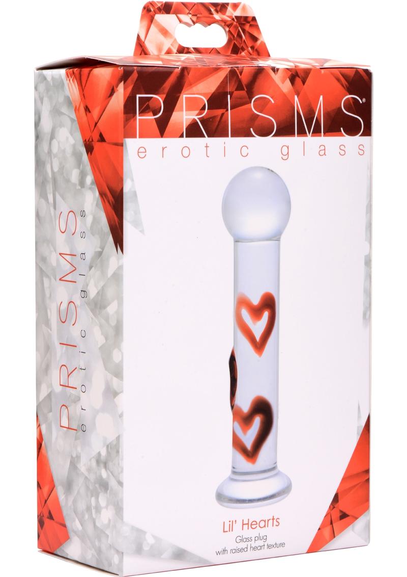 Prisms Lil Hearts Glass Plug With Raised Heart Texture Clear/Red
