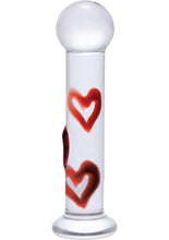 Load image into Gallery viewer, Prisms Lil Hearts Glass Plug With Raised Heart Texture Clear/Red