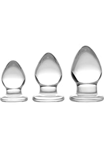Prisms Erotic Glass Triplets Graduated Glass Anal Plug Set Clear
