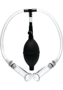 Size Matters Nipple Pumping System With Dual Detachable Acrylic Cylinders Clear And Black
