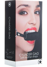 Load image into Gallery viewer, Ouch! Cylinder Gag With Leather Straps Black