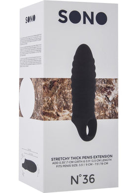 Sono No 36 Stretchy Thick Penis Extension Waterproof Black 6 Inch