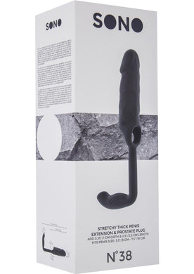 Sono No 38 Stretchy Penis Extension And Plug Waterproof Grey
