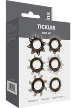 Load image into Gallery viewer, Link Tickler Ring Set Assorted Textured Cockrings Waterproof Smoke 6 Each Per Pack