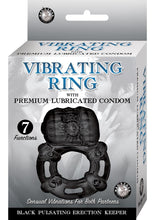 Load image into Gallery viewer, Vibrating Ring With Lubricated Condom Pulsating Erection Keeper Black