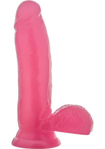 Glow Dicks The Rave Glow In The Dark Dildo With Balls Waterproof Pink 6.75 Inch