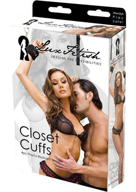 Lux Fetish Closet Cuffs Adjustable Playful Restraint System 4 Piece Set Black