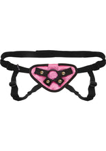 Load image into Gallery viewer, Lux Fetish Pink Velvet Strap-On Harness Adjustable