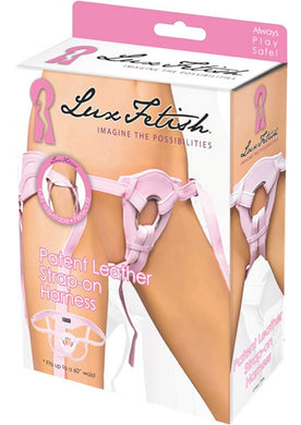 Lux Fetish Patent Leather Strap-On Harness Adjustable Pink