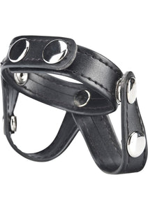 CandB Gear V-Style Cock Ring with Ball Divider Black