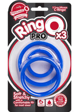Load image into Gallery viewer, Ringo Pro X3 Silicone Cock Rings Set Waterproof Blue 3 Piece Pack