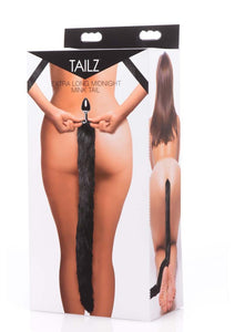 Tailz Mink Tail Butt Plug Black 4.5 Inch