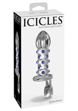 Load image into Gallery viewer, Icicles No 80 Textured Glass Juicer Probe Clear And Blue 3.9 Inch