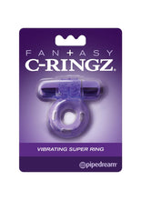 Load image into Gallery viewer, Fantasy C-Ringz Vibrating Super Ring Textured Cockring Waterproof Purple 2.32 Inch Diameter