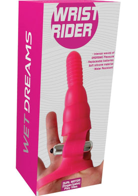 Wet Dreams Wrist Rider Dual Motor Silicone Finger/Palm Play Vibe Water Resistant Pink