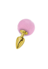 Load image into Gallery viewer, Flora Medium Gold Plated Plug With Pom Pom Pink