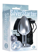 Load image into Gallery viewer, The Silver Starter Jeweled Round Plug Stainless Steel Clear 2.8 Inch