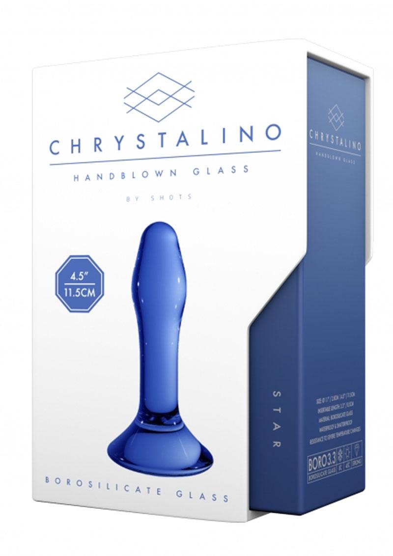 Chrystalino Star Glass Anal Plug Waterproof Blue 4.5 Inch