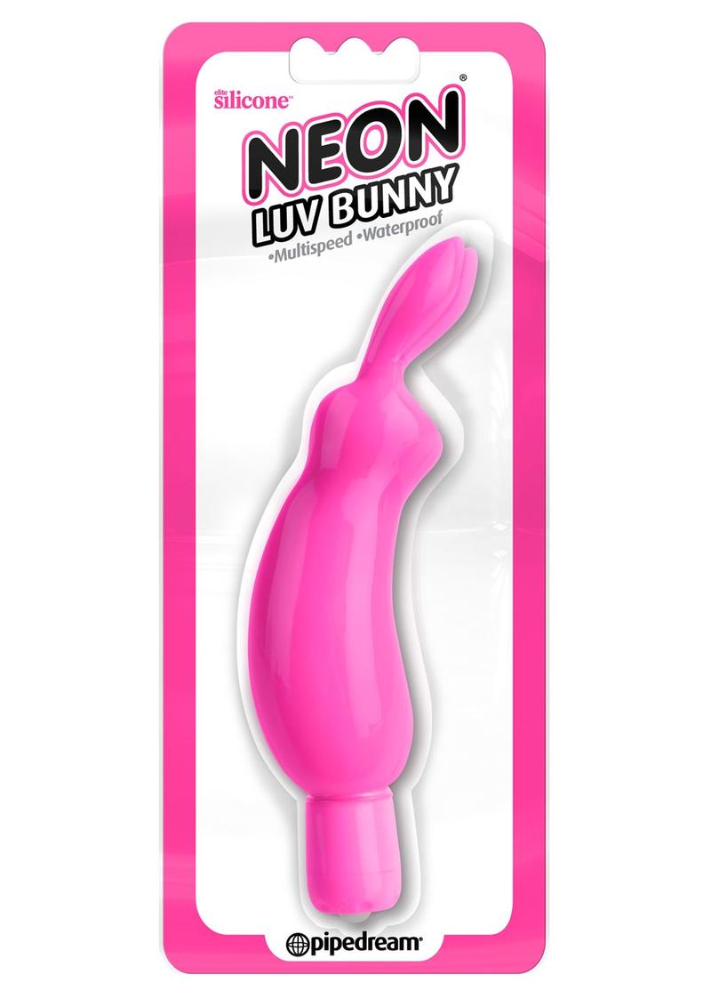 Neon Silicone Luv Bunny Stimulator Waterproof Pink