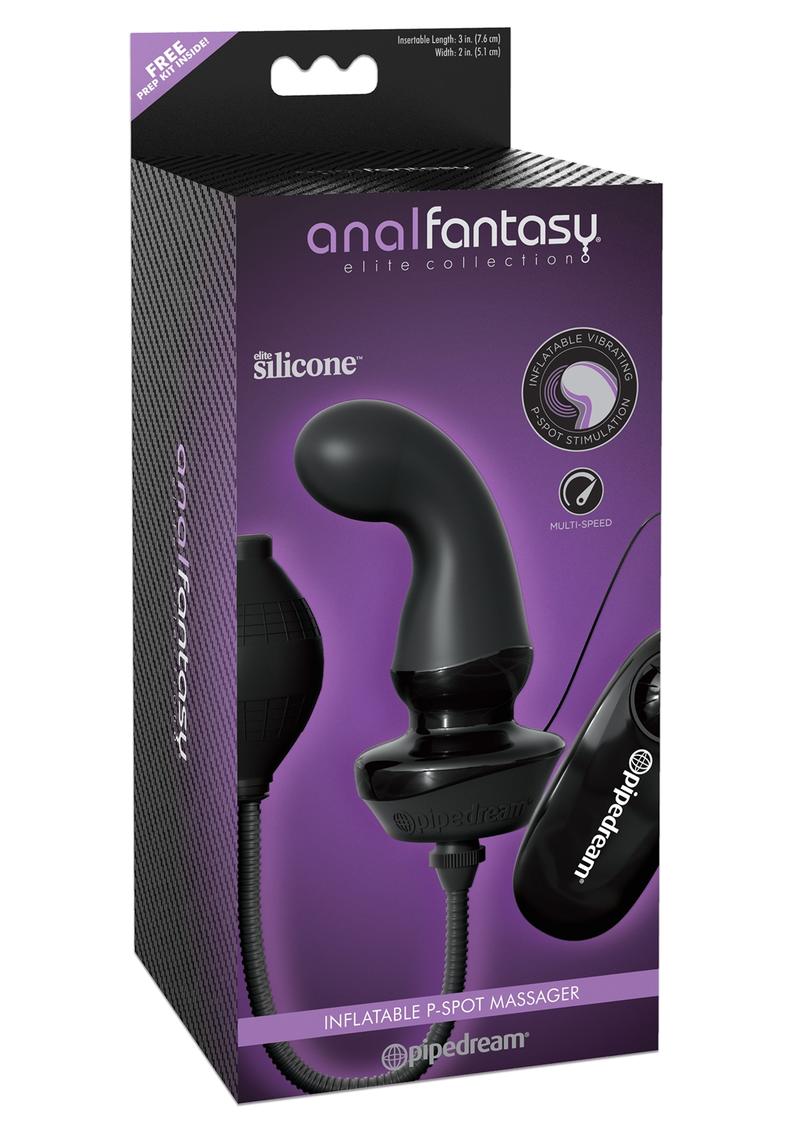 Anal Fantasy Elite Inflatable Silicone P-Spot Massager Black 4.9 Inch