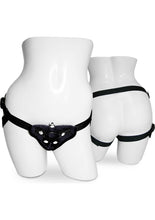 Load image into Gallery viewer, Vibrating Velvet Strap-On Harness Black