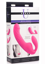 Load image into Gallery viewer, Strap U Royal Rider Silicone Vibrating Strapless Strap On With Bullet Waterproof Pink 8.5 Inches