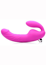 Load image into Gallery viewer, Strap U Royal Rider Silicone Vibrating Strapless Strap On With Bullet Waterproof Pink 8.5 Inches