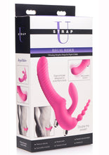 Load image into Gallery viewer, Strap U Real Rider Silicone Vibrating Strapless Strap On Triple G Dildo With 2 Bullets Waterproof Pink 9 Inches