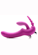 Load image into Gallery viewer, Strap U Real Rider Silicone Vibrating Strapless Strap On Triple G Dildo With 2 Bullets Waterproof Pink 9 Inches