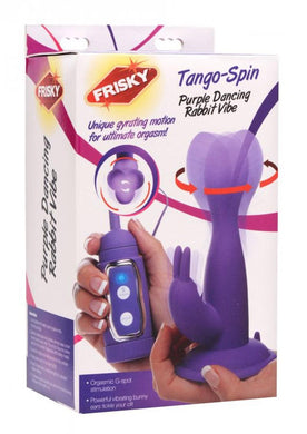 Frisky Silicone Tango Spin Purple Dancing Rabbit Vibe Splash Proof 6 Inch