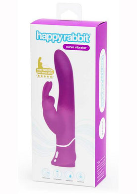Happy Rabbit Silicone USB Rechargeable G Spot Vibrator Waterproof Purple