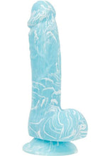 Load image into Gallery viewer, Addiction Toy Collection Luke Silicone Realistic Dildo With Balls Glow In The Dark Blue 7.5 Inch