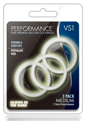 Performance VS1 Silicone Cock Ring Clear Medium 3 Pack