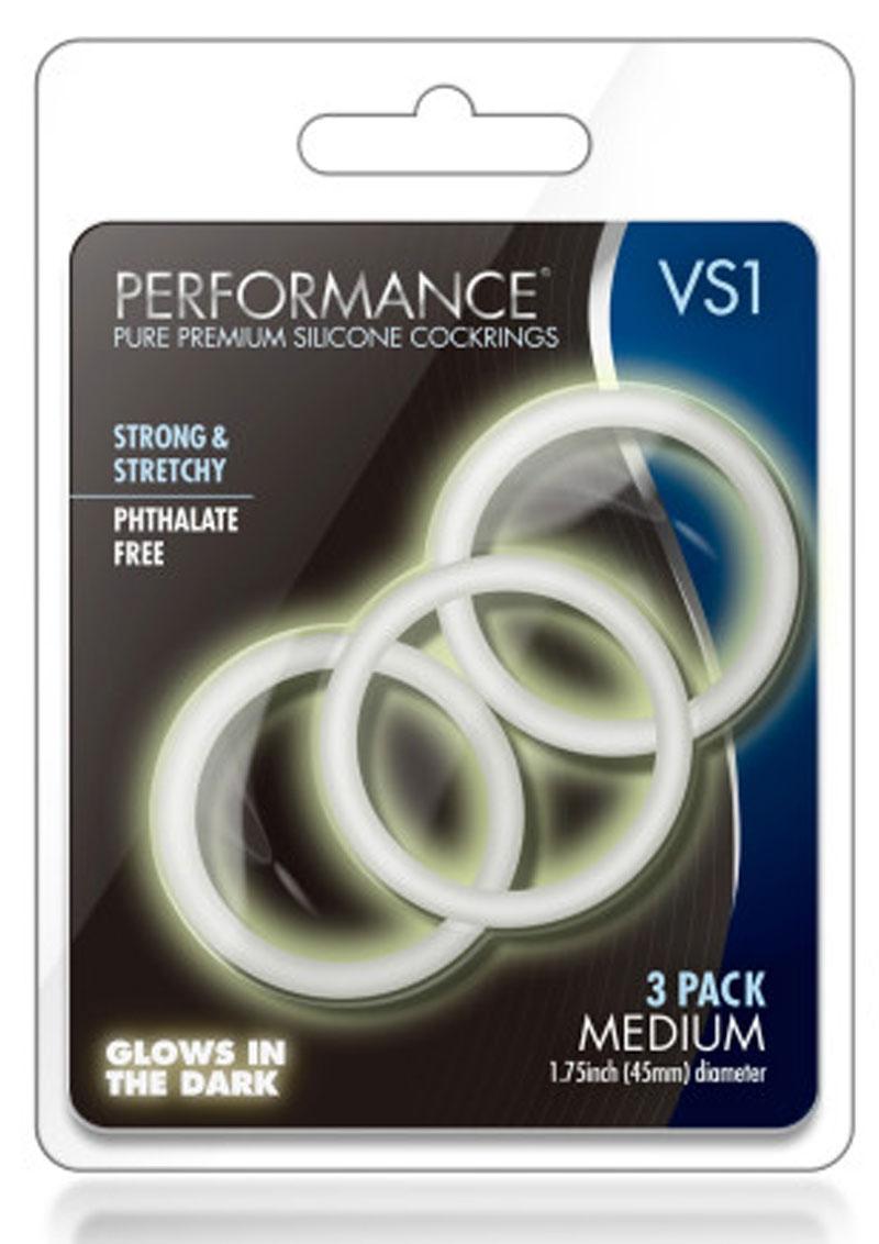 Performance VS1 Silicone Cock Ring Clear Medium 3 Pack